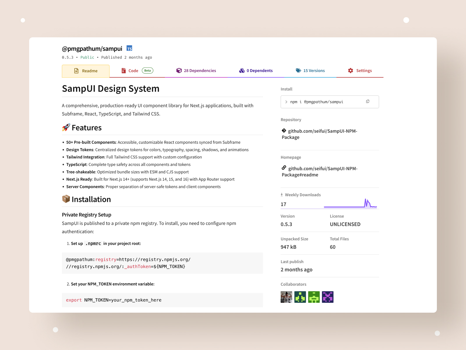 SIEF SampUI NPM Package